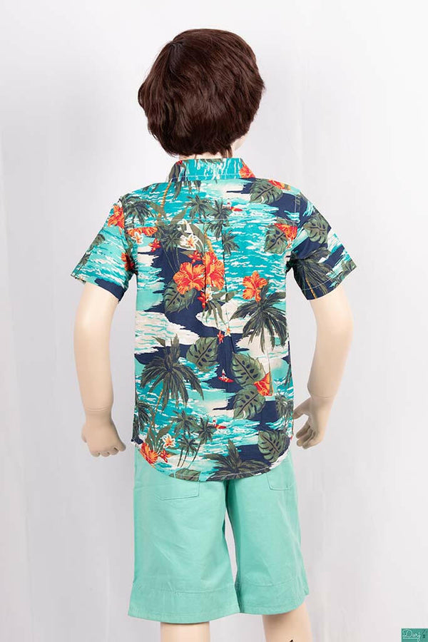 Boy’s half sleeve slim fit Shirts with floral summer beach print.