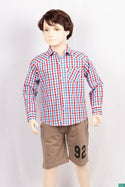 Boys full sleeve slim fit Shirts on Red & blue large check with White.