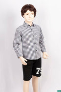 Boys full sleeve regular fit Shirts on B & W and grey check with pocket