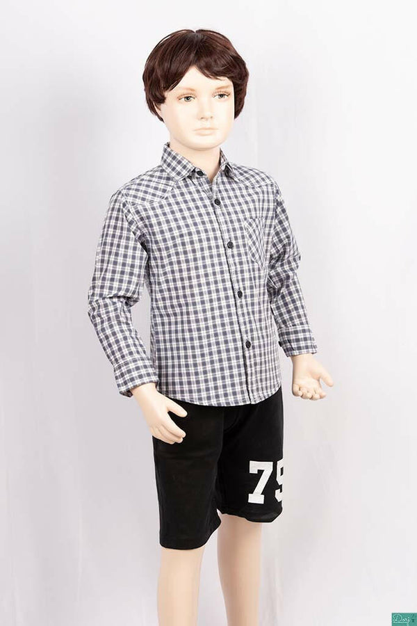 Boys full sleeve regular fit Shirts on B & W and grey check with pocket