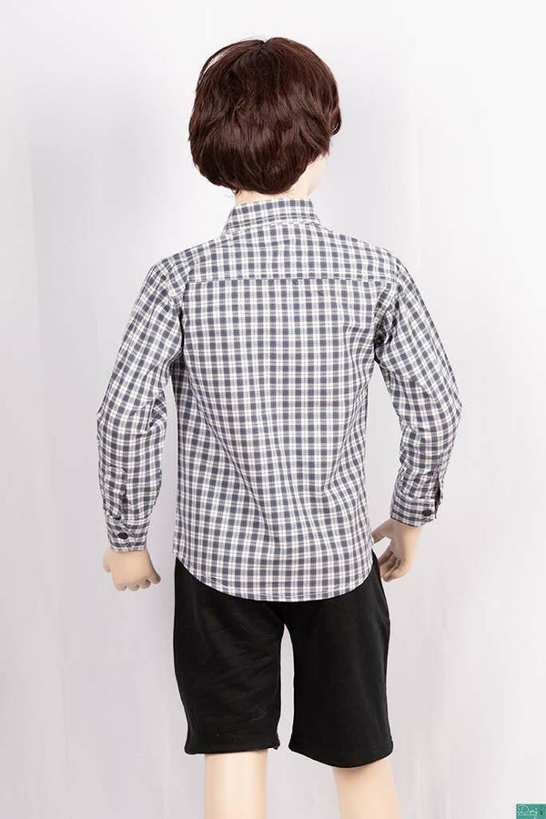 Boys full sleeve regular fit Shirts on B & W and grey check with pocket