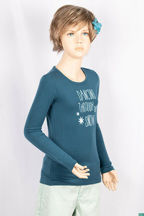 Girl's full sleeve slim fit stretchable T-shirt on Dark Teal.