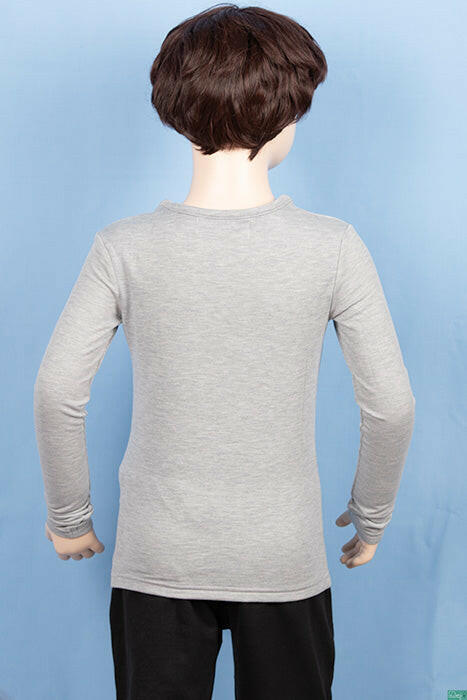 Boy’s full sleeve slim fit basic Stretchable T-shirt on Ash.
