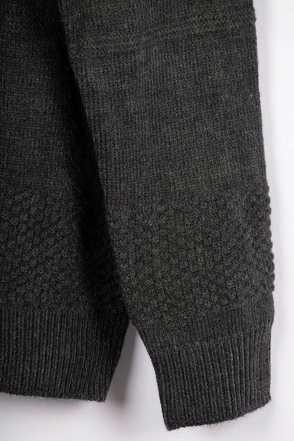 Men’s Black Round Neck Full Sleeve Sweater - Dorji