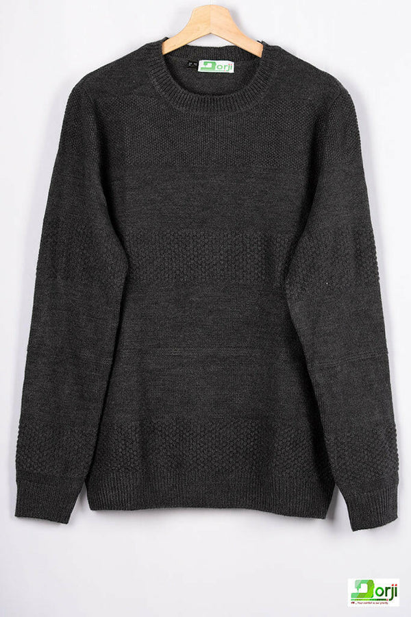 Men’s full sleeve round neck regular fit Black sweater.