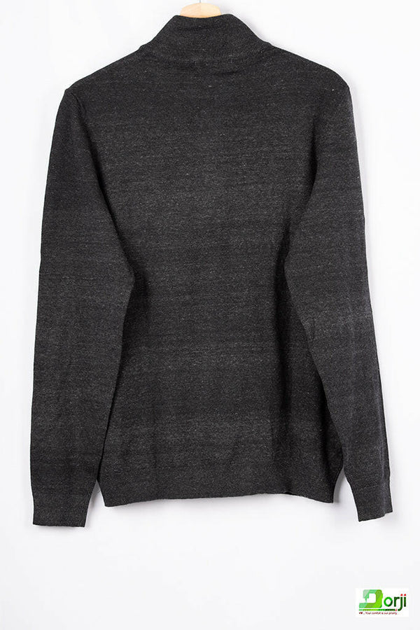 Men’s Black zip Full Sleeve Sweater - Dorji
