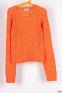 Girl's crew neck casual fit full sleeve Chunky knit short length sweater