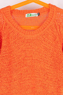 Girl's crew neck casual fit full sleeve Chunky knit short length sweater