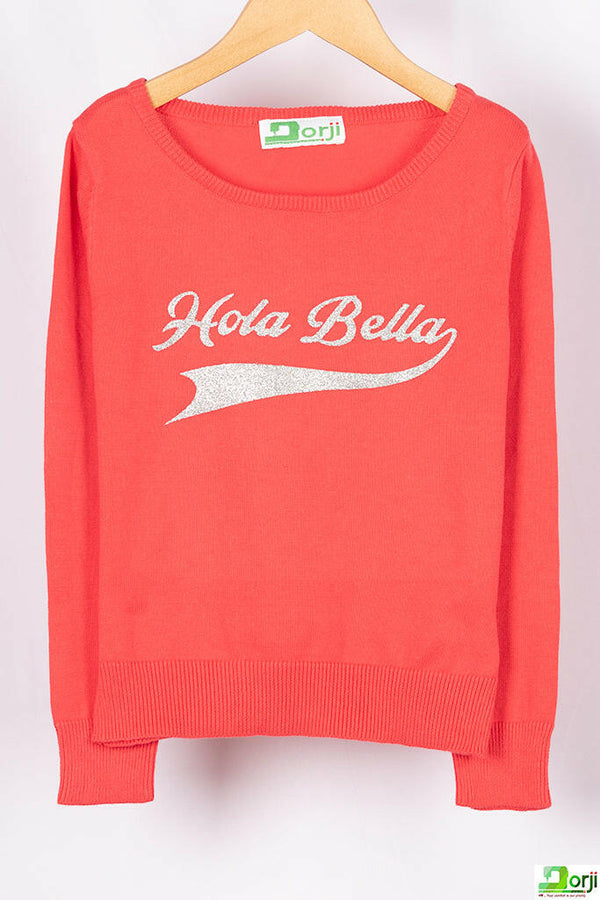 Girl's full sleeve casual fit light sweater in Pink