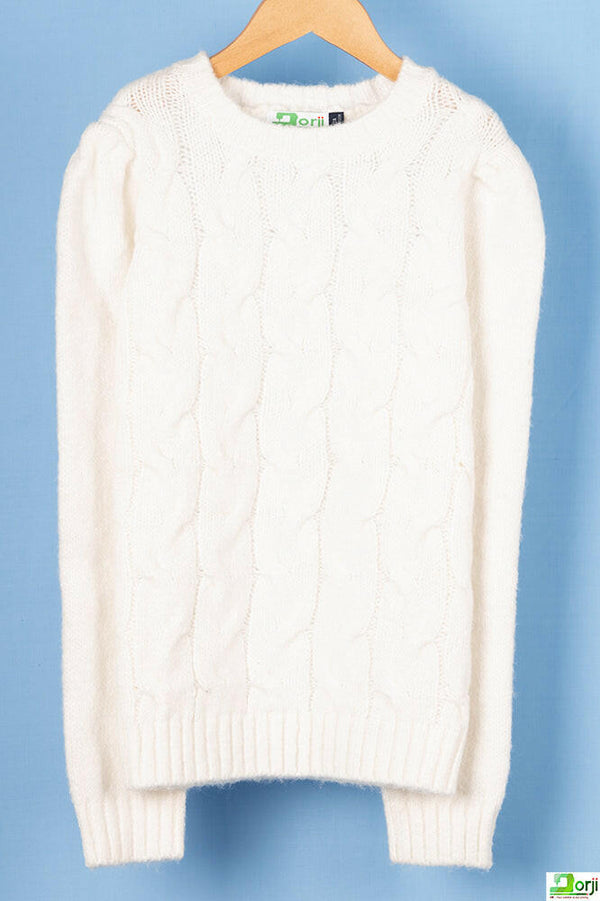 Girl’s full sleeve regular fit round neck woollen knitted sweater in various colours. A very beautifully knitted comfortable sweater with 65% cotton & 35% polyester.