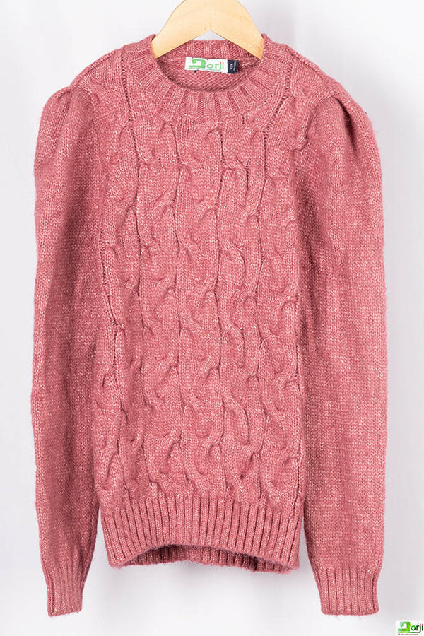 Girl’s full sleeve regular fit round neck woollen knitted sweater in various colours. A very beautifully knitted comfortable sweater with 65% cotton & 35% polyester.