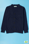 Girl's full sleeve casual fit Cardigan in Navy Blue.