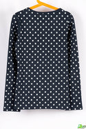 Girl's crew neck casual fit full sleeve styled polka jumper in Navy blue.