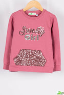 Girl's full sleeve crew neck glittery sweety girl jumper.
