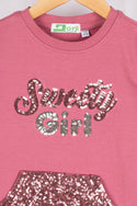Girl's full sleeve crew neck glittery sweety girl jumper.