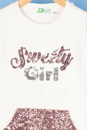 Girl's full sleeve crew neck glittery sweety girl jumper.