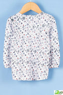 Girl's full sleeve floral dress in White.