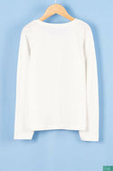 Girl's full sleeve casual fit T- Shirt in Off White.
