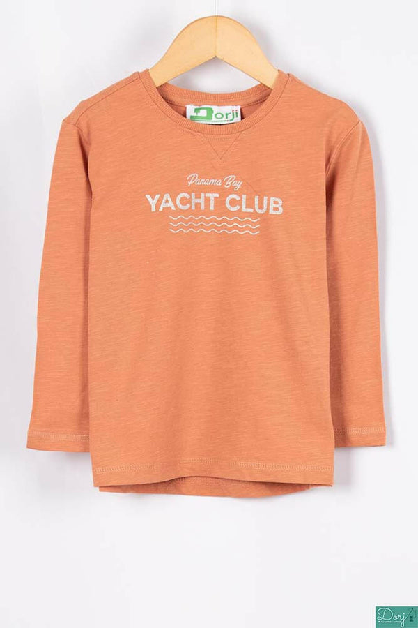 Girl's full sleeve casual fit T- Shirt in Peach colour.