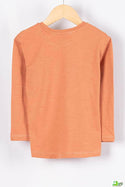 Girl's full sleeve casual fit T- Shirt in Peach colour.