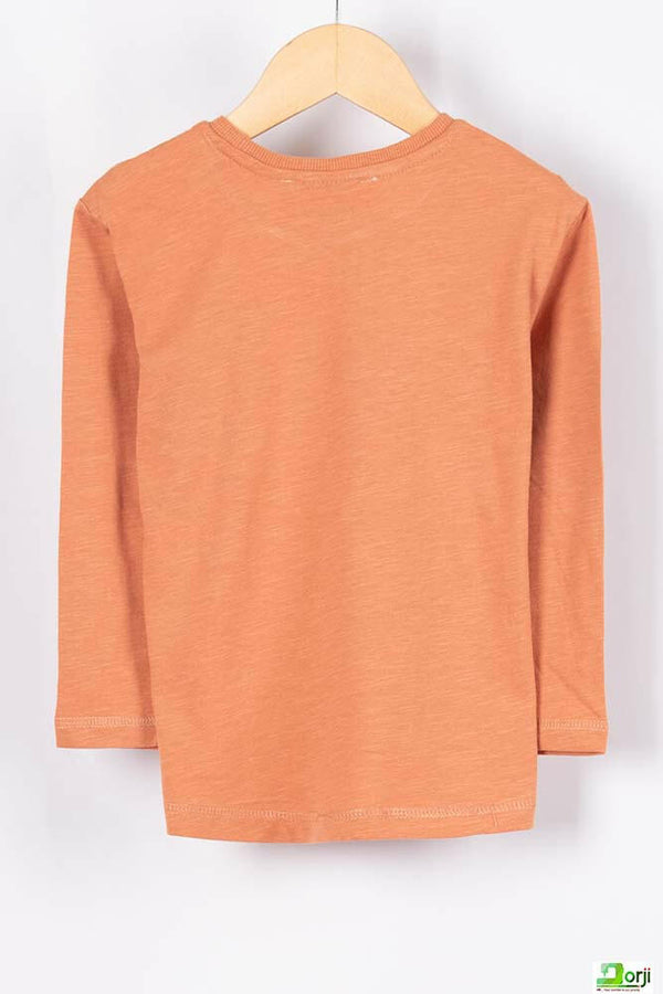 Girl's full sleeve casual fit T- Shirt in Peach colour.