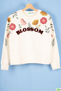 Girl's crew neck full sleeve jumper in Off white colour.