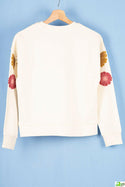 Girl's crew neck full sleeve jumper in Off white colour.