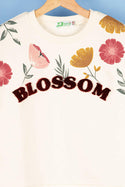 Girl's crew neck full sleeve jumper in Off white colour.