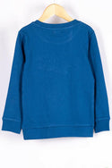 Girl's crew neck casual fit full sleeve jumper in blue colour.