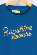 Girl's crew neck casual fit full sleeve jumper in blue colour.