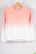 Girl's crew neck casual fit 3/4 sleeve jumper in Peachy Pink -White shade.