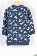 Girl's crew neck casual fit 3/4 sleeve pinkish floral jumper in Navy Blue.