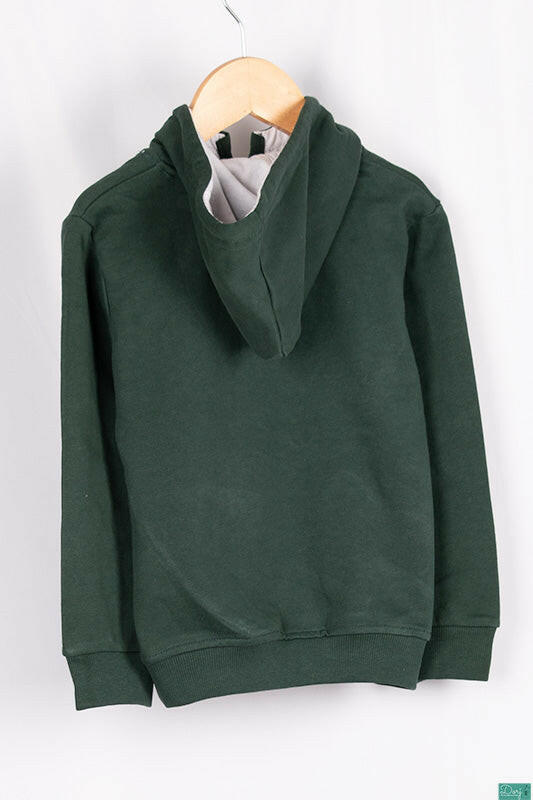 Girl's full sleeve casual fit basic hoodie on jungle green with a cute sleepy Owl.