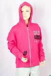 Girl's full sleeve casual fit hoodie with a glittery sequence Design on chest.