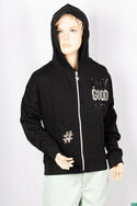 Girl's full sleeve casual fit hoodie with a glittery sequence Design on chest.