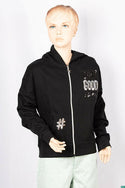 Girl's full sleeve casual fit hoodie with a glittery sequence Design on chest.