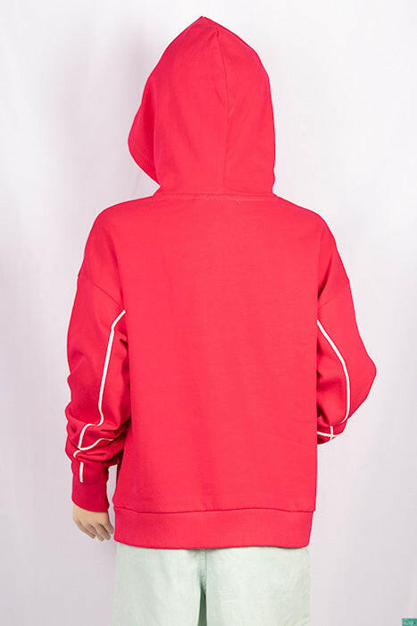 Girl's full sleeve casual fit hoodie with a nice cool design on chest. 