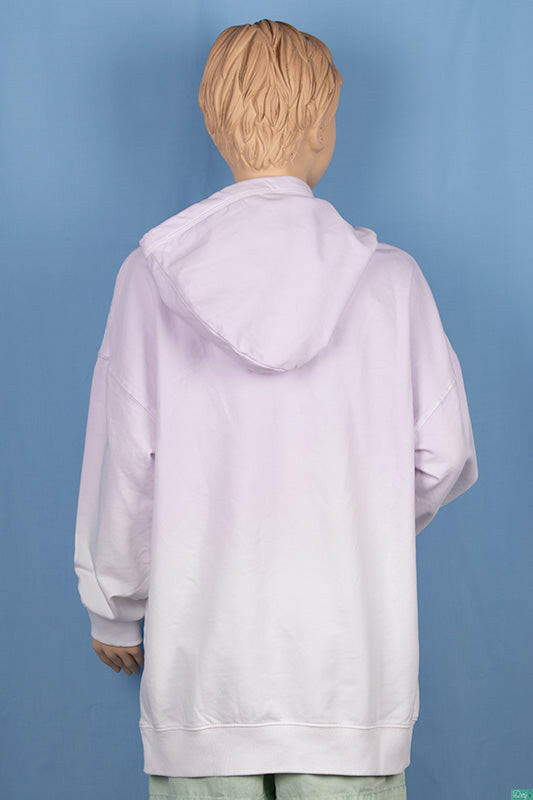 Girl's full sleeve casual fit hoodie on Lavender& White Shades.
