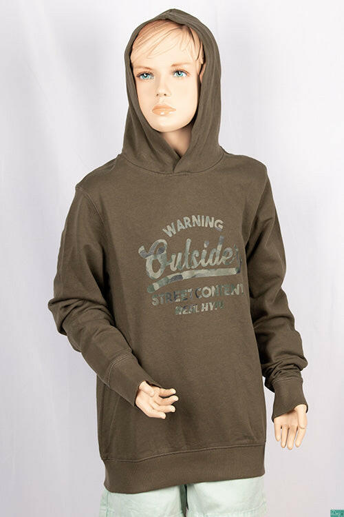 Girl's full sleeve casual fit hoodie in Olive