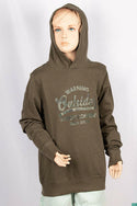Girl's full sleeve casual fit hoodie in Olive