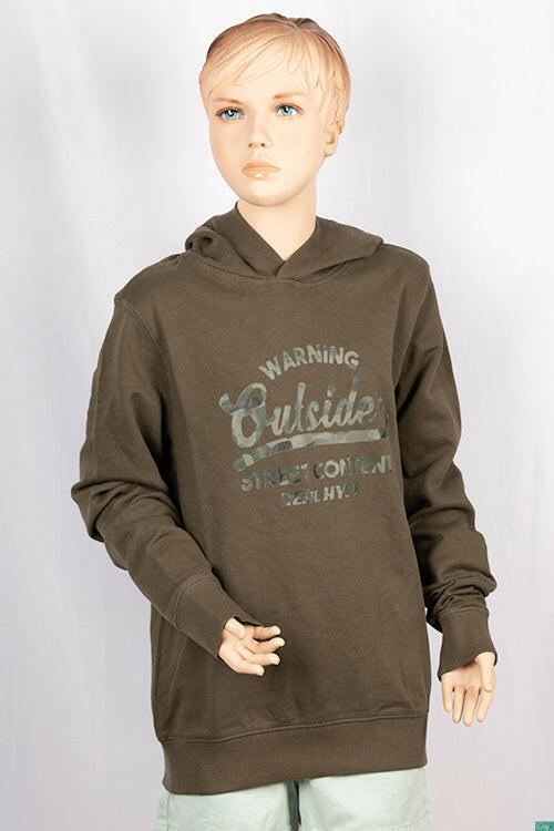 Girl's full sleeve casual fit hoodie in Olive