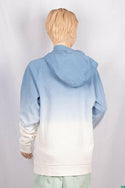 Girl's full sleeve casual fit hoodie on Sky Blue & White Shade with front pockets