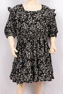 Girls short sleeve with frill linen dresses in various floral prints.