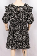 Girls short sleeve with frill linen dresses in various floral prints.