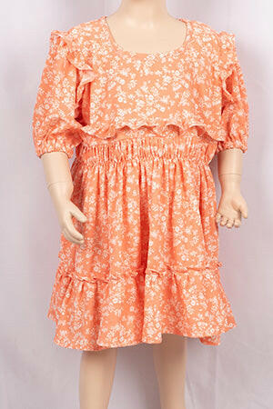 Girls short sleeve linen dresses with chest frills designed in various floral prints.