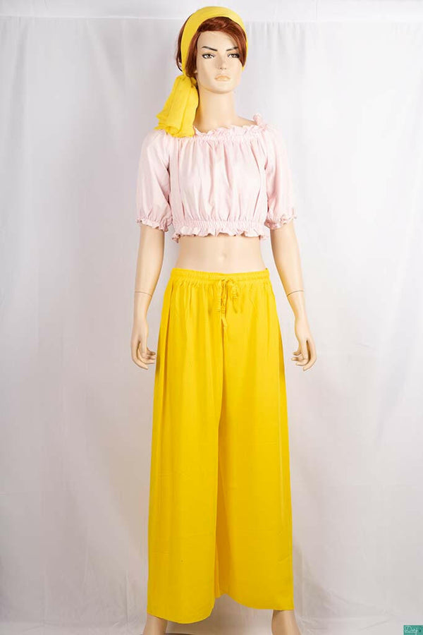 Ladies crop ruffle neck design ruffle half sleeve casual fit baby pink top