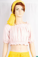 Ladies crop ruffle neck design ruffle half sleeve casual fit tops