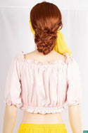 Ladies crop ruffle neck design ruffle half sleeve casual fit tops