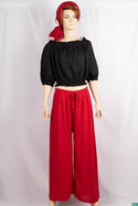 Ladies crop ruffle neck design ruffle half sleeve casual fit black tops