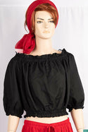 Ladies crop ruffle neck design ruffle half sleeve casual fit tops